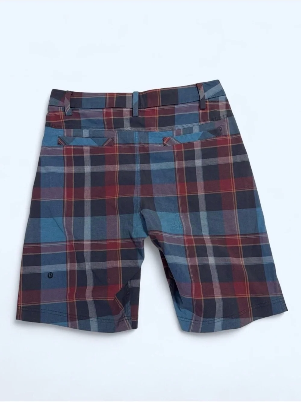 Men’s Lululemon Blue, Red, and White plaid ABC Classic-Fit Golf Shorts